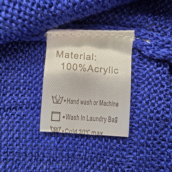 GRECERELLE M Lightweight Crochet Long Sleeve Knit Cardigan Royal Blue 2657-AX - Picture 9 of 13